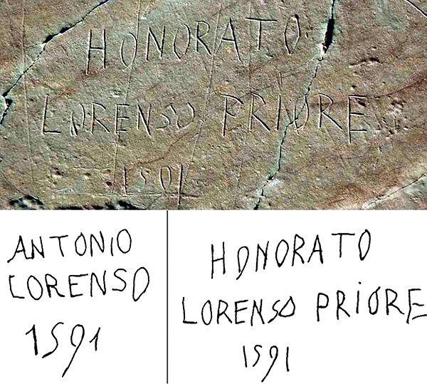 Marvels Valley, the signatures of Antonio and Honorato Lorenso engraved on the Z IV. G II. R 20A1 rock in 1591