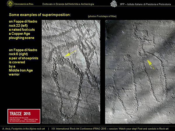 Valcamonica footprints – superimpositions