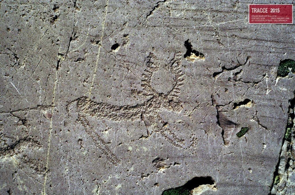 Seradina rock 12: Iron Age deer with sun-shape like horns (photo Footsteps of Man 1994)